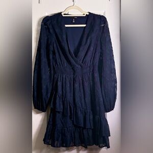 Aqua Midnight Blue Long Sleeve Dress